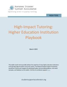 High-Impact Tutoring: Higher Education Institution Playbook